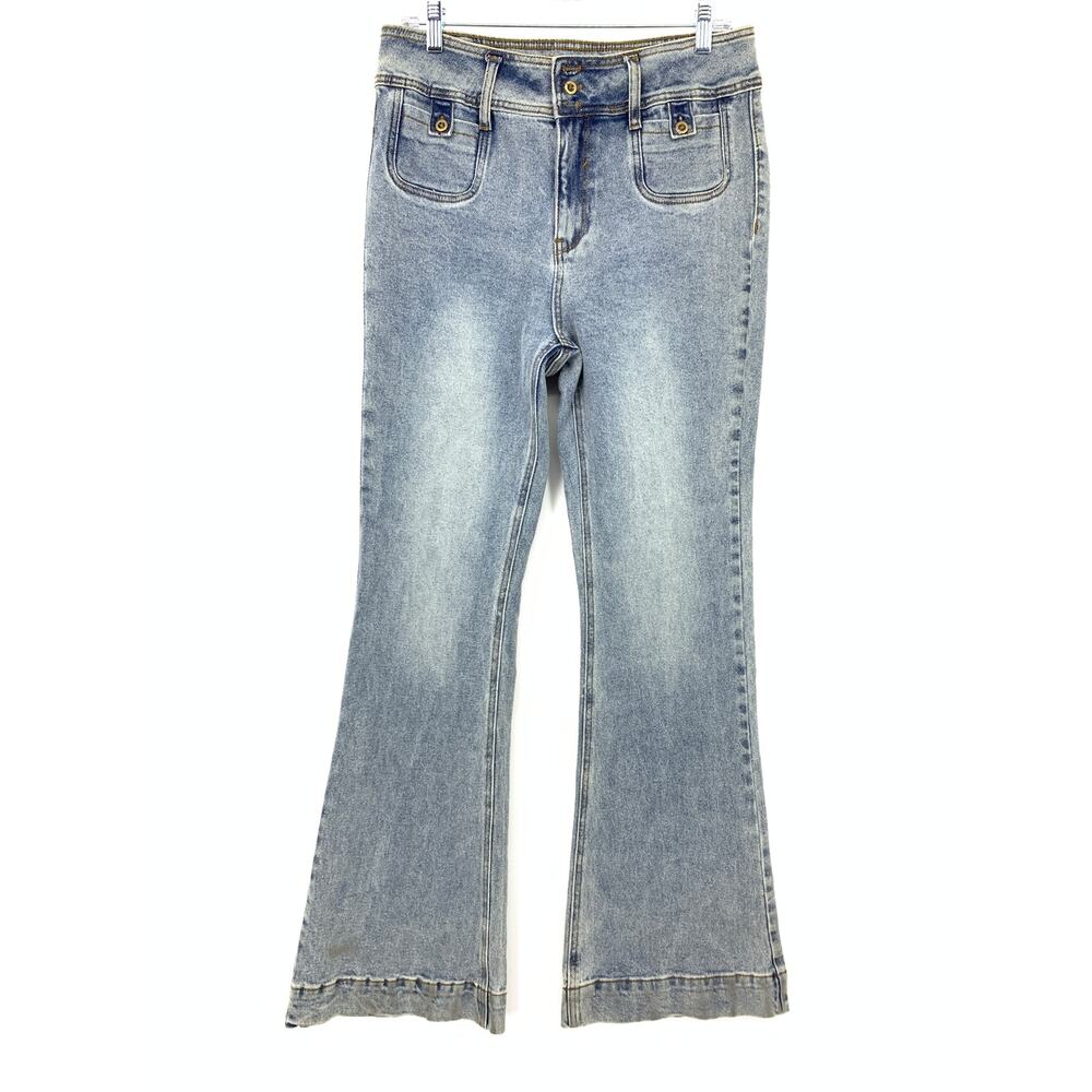 a loves a Jeans Womens Sz 31 Blue High Rise Flare Leg Vintage Style Denim